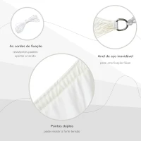 Outsunny Vela de Sombra Quadrado 3x3 m Toldo Vela de Poliéster com Proteção UV Aneis em Forma de D e Cordas para Jardim Pátio Piscina Creme(m-4)