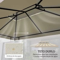 Outsunny Toldo de Substituição 4x3m para Pérgola de Jardim 2 Níveis Respirável com 10 Orifícios de Drenagem Cobertura de Substituição de Pérgola Exterior Creme(m-5)