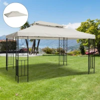 Outsunny Toldo de Substituição 4x3m para Pérgola de Jardim 2 Níveis Respirável com 10 Orifícios de Drenagem Cobertura de Substituição de Pérgola Exterior Creme(m-2)