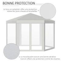 Outsunny Tonnelle barnum tente de réception hexagonale 10 m² style cosy métal polyester imperméabilisé surface env. 10 m² crème(m-4)