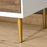 HOMCOM Cassettiera 4 Cassetti con Maniglie e Piedini, Arredamento Moderno Casa in Legno 80x40x93.5cm Bianco e Noce(m-8)