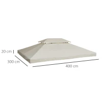 Outsunny Toldo de Substituição 4x3m para Pérgola de Jardim 2 Níveis Respirável com 10 Orifícios de Drenagem Cobertura de Substituição de Pérgola Exterior Creme(m-3)