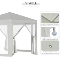 Outsunny Tonnelle barnum tente de réception hexagonale 10 m² style cosy métal polyester imperméabilisé surface env. 10 m² crème(m-5)