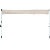 Outsunny Toldo Manual Retrátil para Exterior 400x120x170-280cm Toldo Enrolável Altura Ajustável com Manivela Proteção Solar para Terraço Balcão Jardim Marrom Claro(m-10)