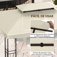 Outsunny Toldo de Substituição 4x3m para Pérgola de Jardim 2 Níveis Respirável com 10 Orifícios de Drenagem Cobertura de Substituição de Pérgola Exterior Creme(m-6)