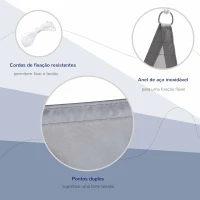 Outsunny Vela de Sombra Triangular 5x5x5 m Toldo Vela de Poliéster com Proteção UV Aneis em Forma de D e Cordas para Jardim Pátio Piscina Cinza(m-4)