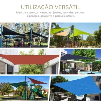 Outsunny Vela de Sombra Retangular 3x4 m Toldo Vela de HDPE com Proteção UV Aneis em Forma de D e Cordas para Jardim Pátio Piscina Areia(m-8)