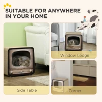 PawHut 2 in 1 TV Shape Cat Scratching Board House with Catnip, for Indoor Cats, Brown(m-4)