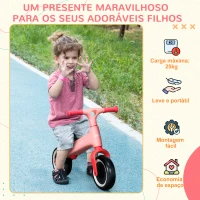 AIYAPLAY Bicicleta de Equilíbrio para Crianças de 18-36 Meses com Assento Ajustável em Altura Suporta 25 kg 67,5x32x44 cm Rosa(m-7)