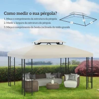Outsunny Toldo de Substituição 4x3m para Pérgola de Jardim 2 Níveis Respirável com 10 Orifícios de Drenagem Cobertura de Substituição de Pérgola Exterior Creme(m-4)