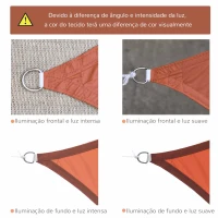 Outsunny Vela de Sombra Retangular 3x4 m Toldo Vela de Poliéster com Proteção UV Aneis em Forma de D e Cordas para Jardim Pátio Piscina Vermelho Ferrugem(m-5)