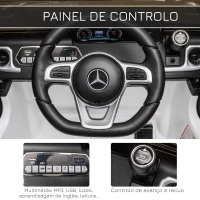 HOMCOM Carro Elétrico BENZ G500 Todo-o-Terreno com Bateria 12V Veículo Elétrico com Música Buzina Velocidade 3-5 km/h Branco(m-5)