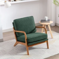 Fauteuil de Relaxation Style Moderne, Structure en Bois, Pour Salon et Chambre à Coucher, Émeraude(m-5)