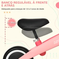 AIYAPLAY Bicicleta de Equilíbrio para Crianças de 18-36 Meses com Assento Ajustável em Altura Suporta 25 kg 67,5x32x44 cm Rosa(m-5)