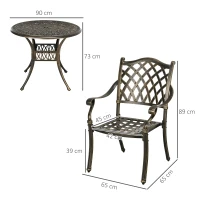 Outsunny 5-Piece Outdoor Furniture Dining Set, Cast Aluminum Conversation Set with 4 Chairs and Round Table with Umbrella Hole for Patio Garden Deck, Bronze Tone(m-4)