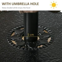 Outsunny Cast Aluminium 4 Seater Outdoor Dining Set with Cushions Parasol Hole Black(m-5)
