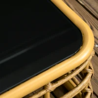 Outsunny Gartenmöbel-Set für 3 Personen, 3 Sofas, Hocker & Beistelltisch, Sitzkissen, Alurahmen, Kunstrattan, Braun(m-7)