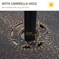 Outsunny 4 Seater Outdoor Dining Set Antique Cast Aluminium Garden Furniture Set with Cushions Round Dining Table with Parasol Hole, Bronze(m-5)