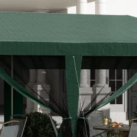 Outsunny Tenda de Jardim 6x3 m Tenda de Exterior com 6 Mosquiteiras Laterais 2 Postas com Fecho de Correr e Janelas Verde(m-8)