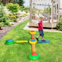 Outsunny Eight-Piece Kids Stepping Stones, with Non-Slip Surface & Bottom, for Toddlers - Multicoloured(m-10)