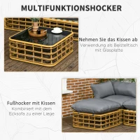Outsunny Gartenmöbel-Set für 3 Personen, 3 Sofas, Hocker & Beistelltisch, Sitzkissen, Alurahmen, Kunstrattan, Braun(m-6)