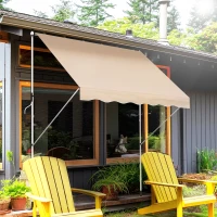 Outsunny Markise Klemmmarkise Sonnenschutz Faltarm Handkurbel Balkon Alu Cremeweiß 2x1,2m(m-2)