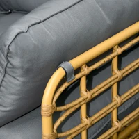 Outsunny Gartenmöbel-Set für 3 Personen, 3 Sofas, Hocker & Beistelltisch, Sitzkissen, Alurahmen, Kunstrattan, Braun(m-9)