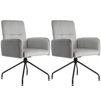Ensemble de 2 chaises de salle à manger en bois et tissu effet velours avec accoudoirs amovibles, design ergonomique et moderne, 57x49x87 cm, Gris(m-2)
