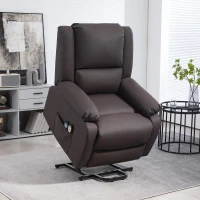 Homcom Scaun Reclinabil Relaxare – Masaj cu Vibratii & Caldura, Telecomanda, Buzunar Lateral – Maro inchis(m-2)
