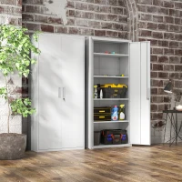 Homcom Dulap Birou Metalic 80×40×180 cm – 5 Niveluri cu Rafturi Reglabile(m-7)