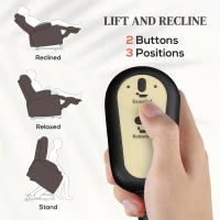 HOMCOM Fotoliu Rabatabil cu Ridicare Electrică, Scaun cu Masaj prin Vibrații și Căldură, cu Telecomandă și Buzunar, 67x89x102 cm, Maro(m-5)