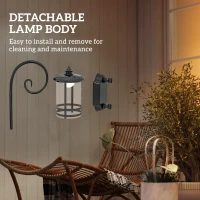 Outsunny Lampă de Exterior cu Panou Solar Impermeabil, Aprindere Automată, Lumină Solară în Aer Liber, 16.5x25.5x41 cm, Negru(m-6)