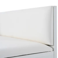 Banc Meuble à Chaussures Moderne avec Assise Rembourrée et Dossier, Rangement Multifonction et Pieds en Métal, 100x38x58 cm, Blanc(m-8)