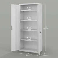 Homcom Dulap Birou Metalic 80×40×180 cm – 5 Niveluri cu Rafturi Reglabile(m-3)