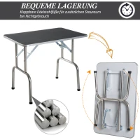 PawHut Aluminium trimtafel dierenverzorging scheertafel met korf in hoogte verstelbaar zwart(m-4)