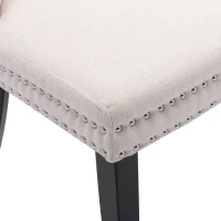 Set de 2 chaises rembourrées en tissu avec pieds en chêne pour salle à manger, 50x54x97 cm, Beige(m-8)