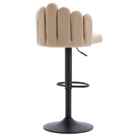 Ensemble de 2 tabourets de bar ergonomiques à hauteur réglable en tissu effet velours avec dossier en forme de pétale et repose-pieds, 46x42,5x110,5 cm, Beige(m-10)