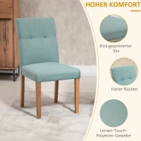 HOMCOM eetkamerstoelen set van 2 met gestoffeerde zitting stoel gestoffeerde stoel linnen-polyesterweefsel schuimstof rubberhout groen 50 x 62 x 96 cm(m-6)