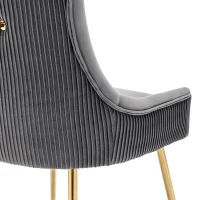 Ensemble de 2 fauteuils modernes en velours avec rayures verticales et assise rembourrée, 54x57,5x86,5 cm, Gris(m-7)