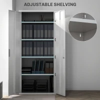 Homcom Dulap Birou Metalic 80×40×180 cm – 5 Niveluri cu Rafturi Reglabile(m-4)