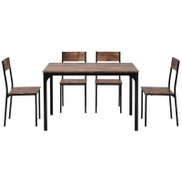 Ensemble de 4 Chaises et 1 Table à Manger design industriel pour Salle à Manger et Salon, Design Gain de Place, Marron(m-2)