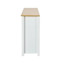 Buffet Moderne en MDF Laqué avec 2 Portes et 3 Tiroirs, Poignées en Métal, 120x35x80 cm, Blanc(m-5)