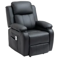 HOMCOM Riser and Recliner Chair with Vibration Massage, PU Leather Power Lift Chair for Elderly, Black(m-10)