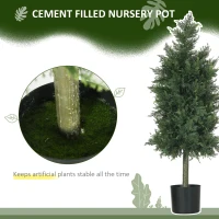 HOMCOM Arbori Topiari de Cedru Artificial, Set de 2 Plante Artificiale în Ghivece, Plante Decorative, 38x12.5x90 cm, Verde(m-6)