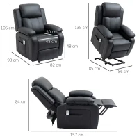 HOMCOM Riser and Recliner Chair with Vibration Massage, PU Leather Power Lift Chair for Elderly, Black(m-3)