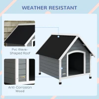 PawHut Cușcă pentru Câini, Casă din Lemn pentru Câini cu Podea Detașabilă, Adăpost pentru Animale de Companie cu Lemn Anticoroziv,  84x99x87 cm, Gri(m-6)