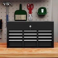 HOMCOM Comodă pentru Scule Portabilă, Cutie Metalică cu Carcasă Superioară și Glisiere pe Rulmenți cu Bile, 60x26x34 cm, Negru(m-7)