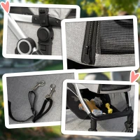 PawHut Hundebuggy Hundewagen bis 10 kg Klappbar Tragtasche Bodenkorb 83 cm x 58 cm x 102 cm, Hellgrau(m-8)