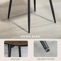 HOMCOM Set de 4 Scaune de Sufragerie Stil Vintage, Scaune de Bucătărie din Piele Artificială și Picioare din Oțel, 46x61x85 cm, Maro(m-6)