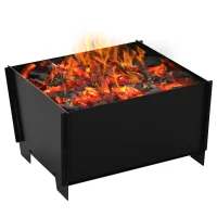 Outsunny Feuerschale demontierbar steckbar Feuerkorb Feuerstelle für Garten Camping BBQ Stahl Schwarz 50 x 50 x 30 cm(m-1)